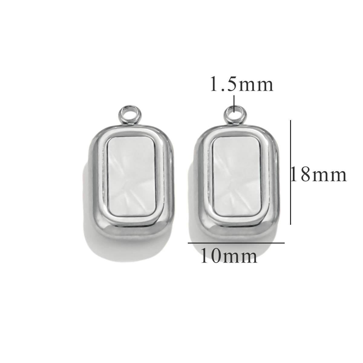 Silver color / 1 Piece Simple Retro Style Rectangle Shape Stainless Steel  Gold Color Women's Pendant Picture5